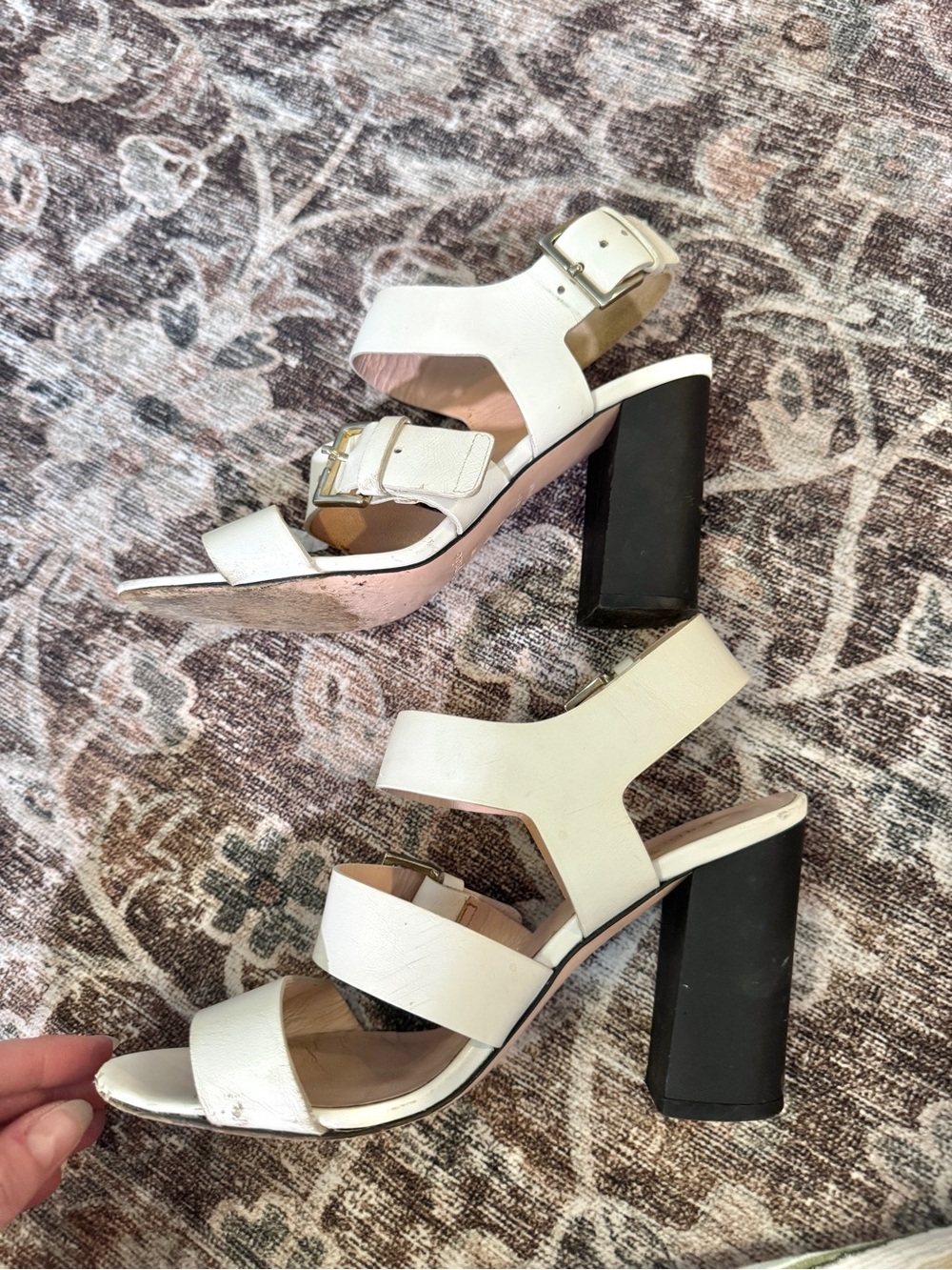 kate spade White Multi-Strap Block Heel Sandals